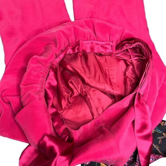 Diane Von Furstenberg silk assets hot pink silk crop pants with sash tie belt si - Picture 13 of 16